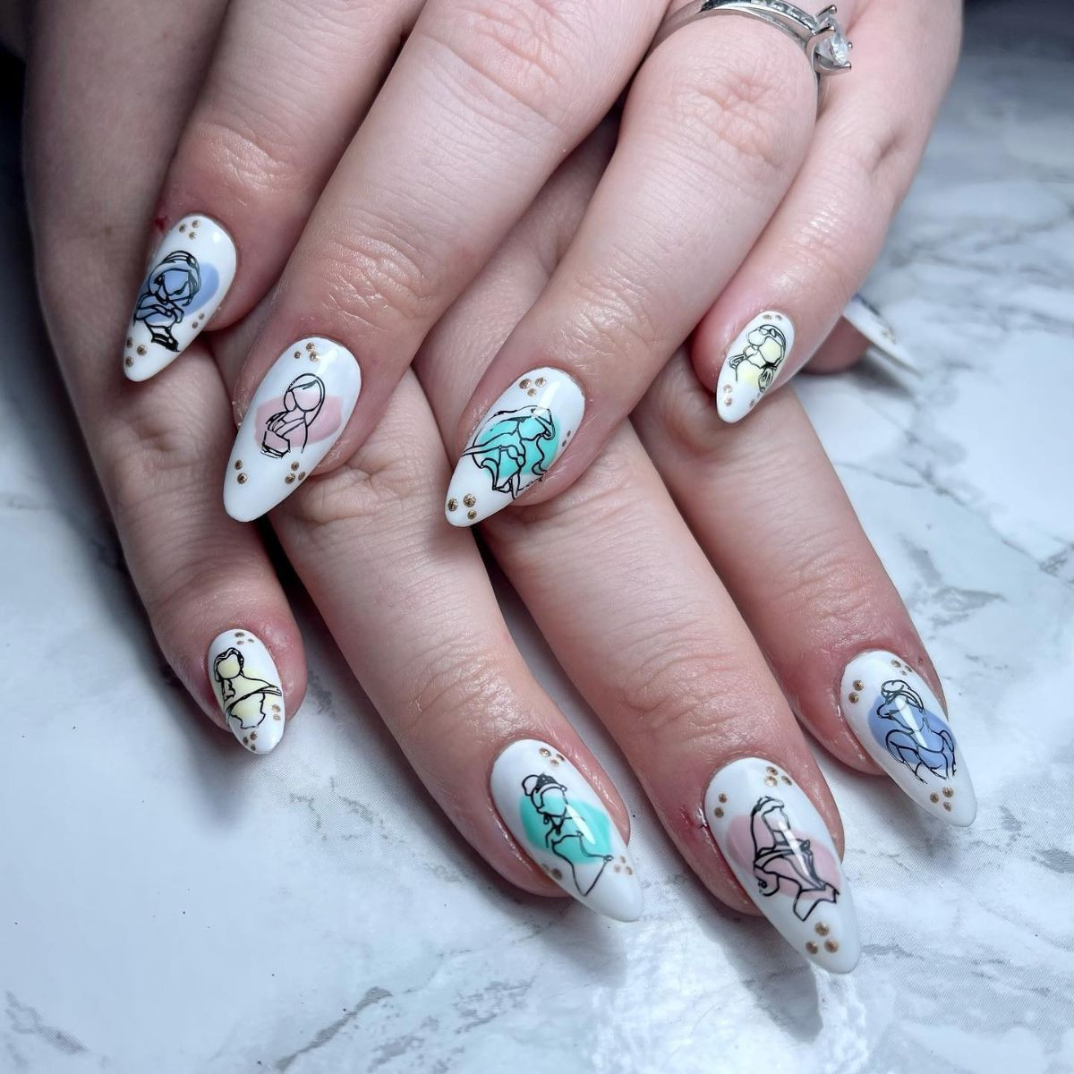 Pastel Line-Art Princess Nails Pastel Line-Art Princess Nails — Princess Disney Nails 2027