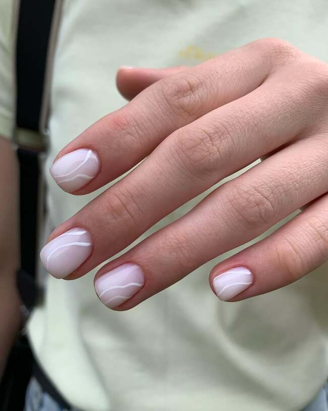 Sheer Pink with White Swirls Sheer Pink with White Swirls — Nails 2027 for Short Nail Beds
