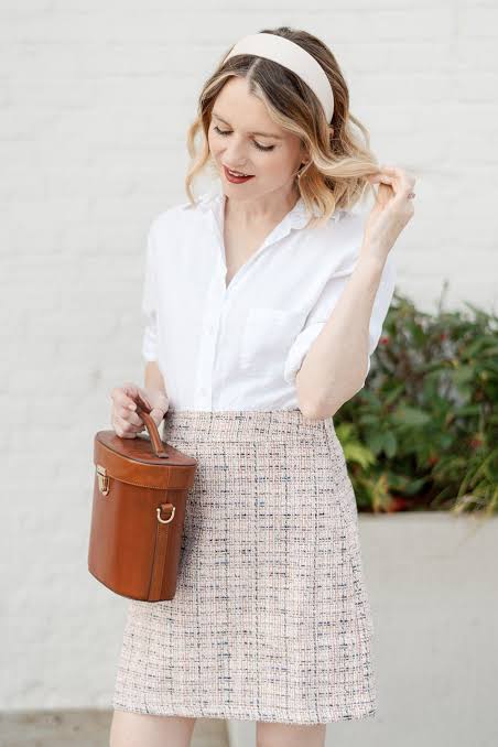 Tweed Mini Skirt and Button-Down: Polished Preppy Daywear Tweed Mini Skirt and Button-Down: Polished Preppy Daywear — Preppy Spring Outfits 2027