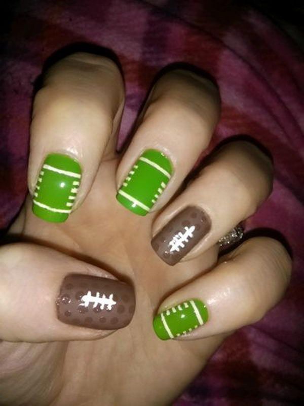 Football Motif On Accent Nails Visual Idea Football Motif On Accent Nails Visual Idea — Cheer Nails Team Colors 2027