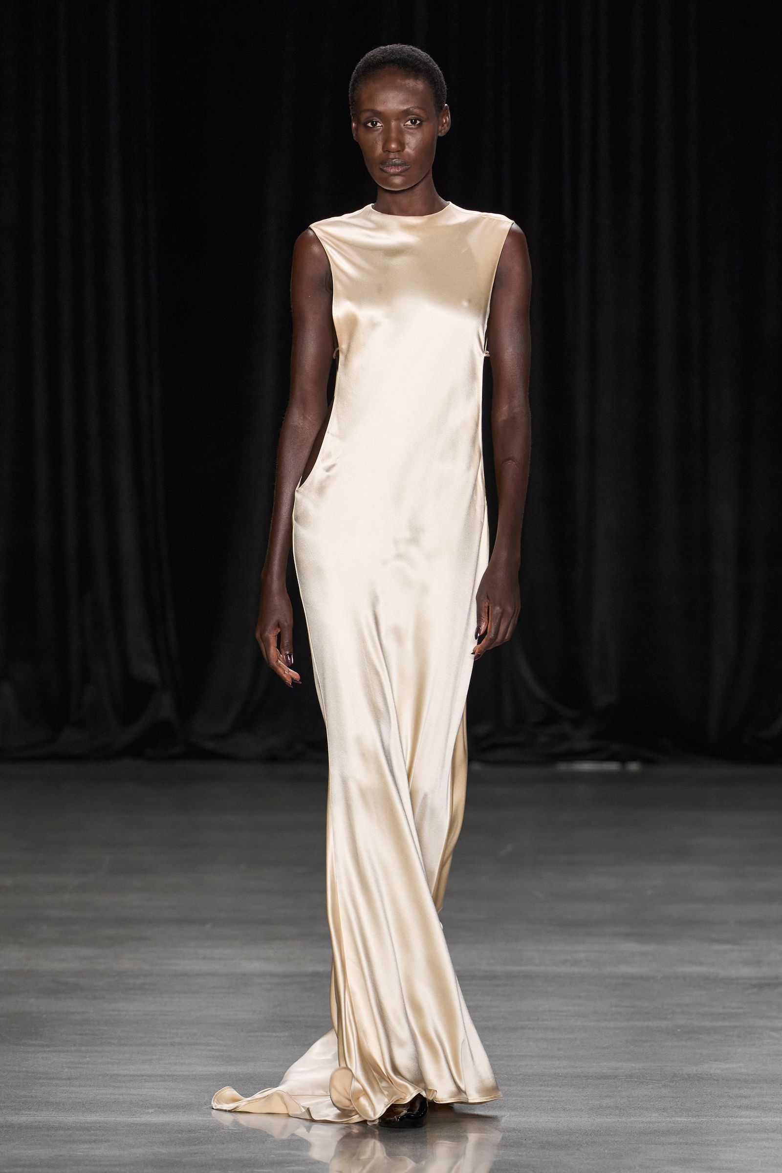 Elegant Champagne Satin Slip Dress for Evening Sophistication — Minimalist Outfits 2027