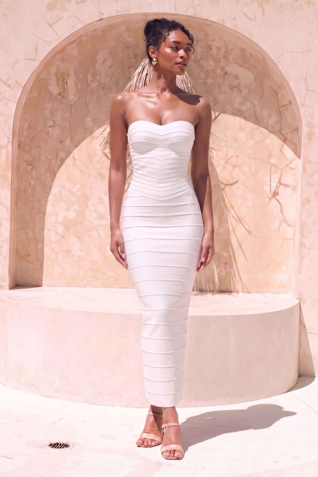 Figure-Hugging White Bandage Dress for a Modern Look — Engagement Photo Dresses 2027