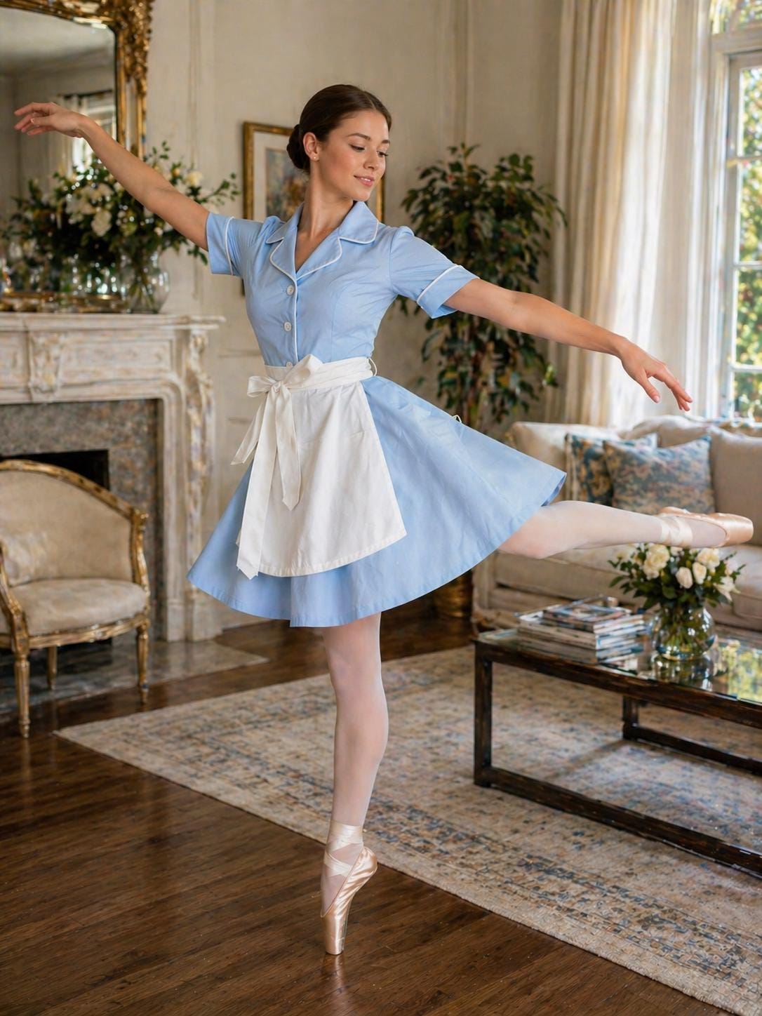 Light Blue Dress and Apron for a Retro Diner Hostess Light Blue Dress and Apron for a Retro Diner Hostess — Hostess Outfits 2027