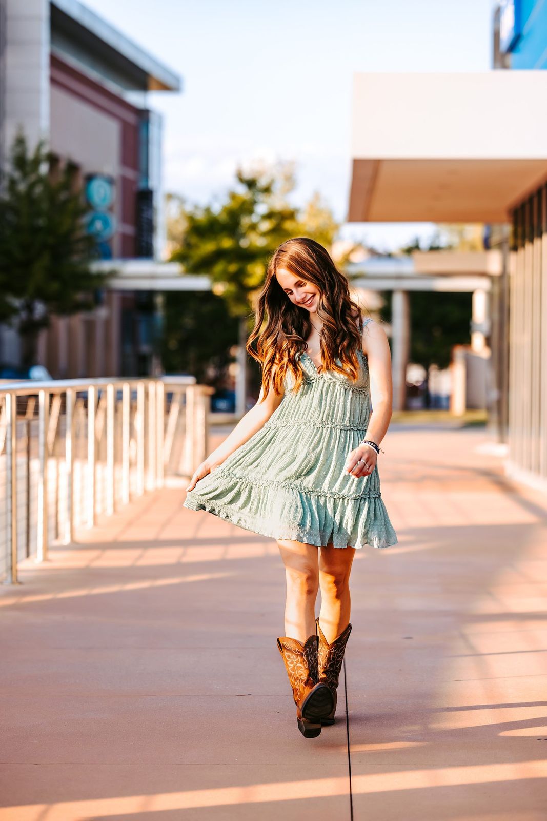Country Charm: Tiered Mini Dress and Cowboy Boots Country Charm: Tiered Mini Dress and Cowboy Boots — Senior Photo Outfits 2027