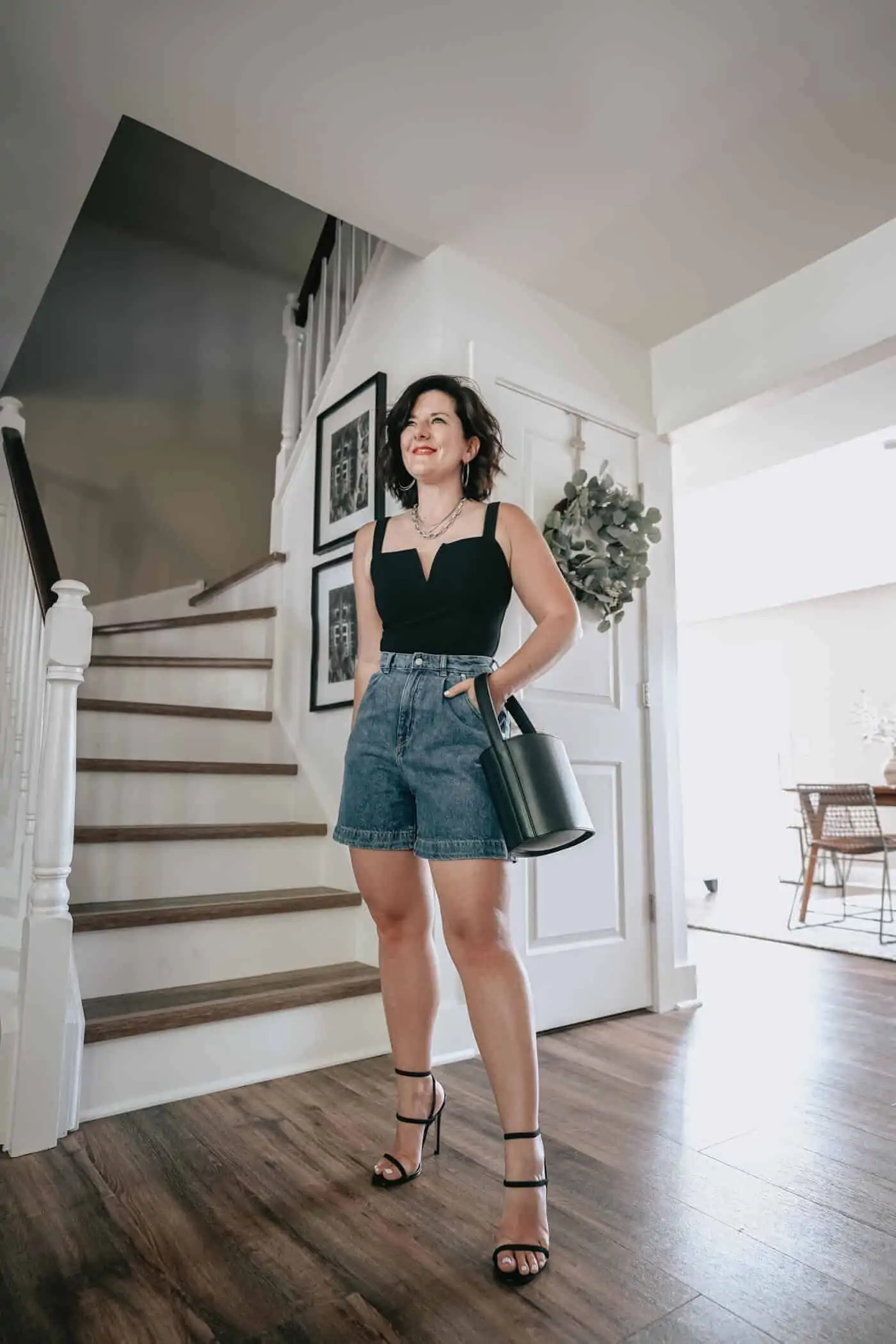 High-Waisted Medium Wash Shorts with a Black Tank High-Waisted Medium Wash Shorts with a Black Tank — Jean Shorts Outfits 2027