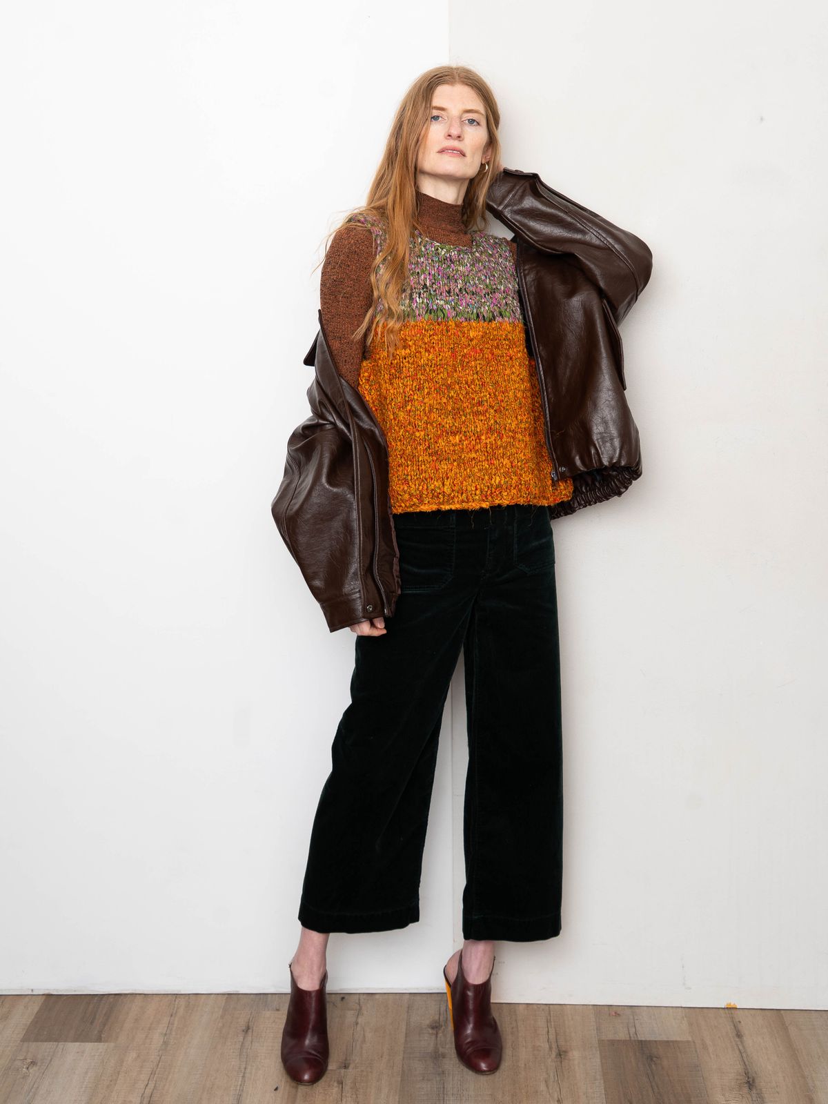 Textured Knit Vest Adds Dimension to Leather Jacket Layers — Layered Winter Outfits 2027
