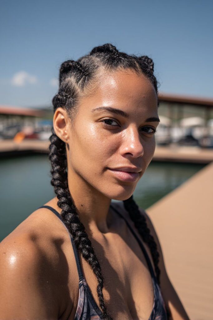 Two Black Cornrow Braids Two Black Cornrow Braids — Swim Braided Hairstyles 2027