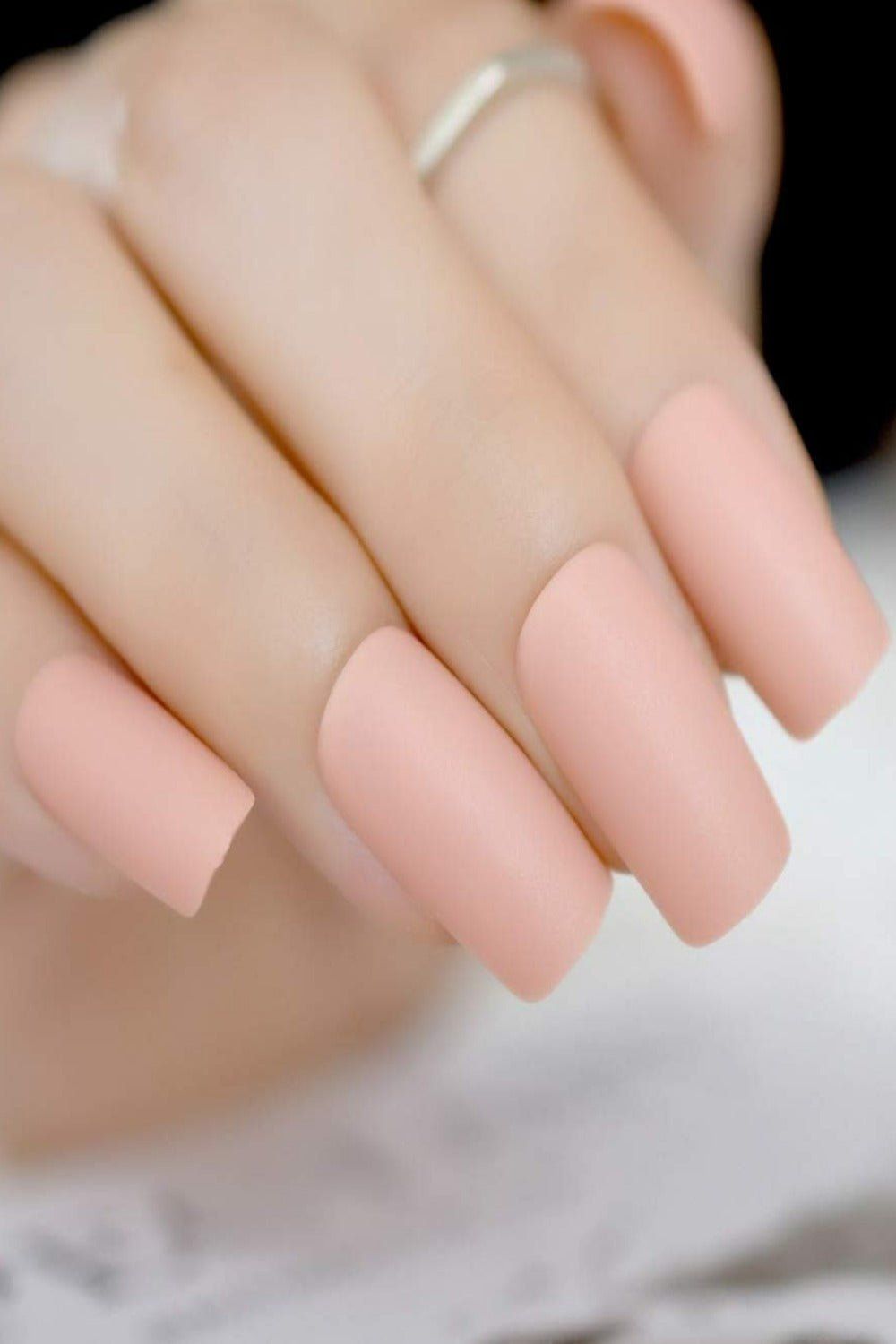 Short Matte Solid Peach Squares Short Matte Solid Peach Squares — Peach Square Nails 2027