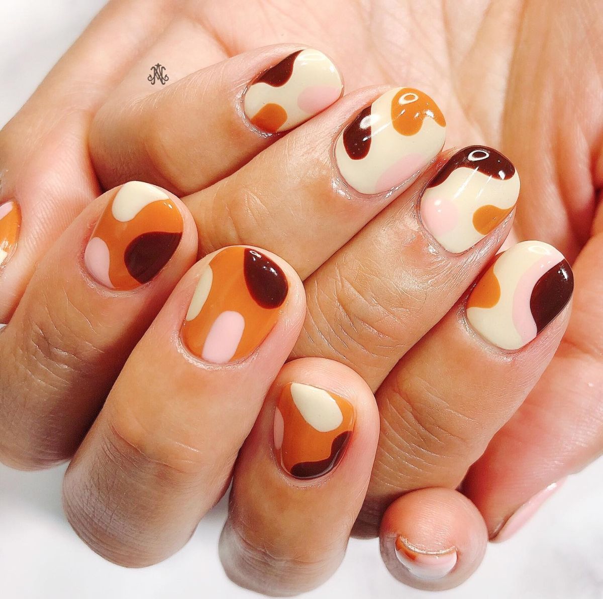 Abstract Color Block Nails Abstract Color Block Nails — Short Fall Nails 2026
