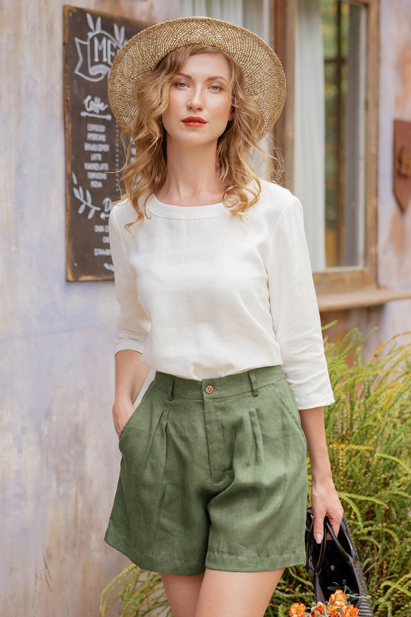 Linen Top and Shorts with Fedora: Stylish Summer Excursion Linen Top and Shorts with Fedora: Stylish Summer Excursion — Summer Outfits 2027
