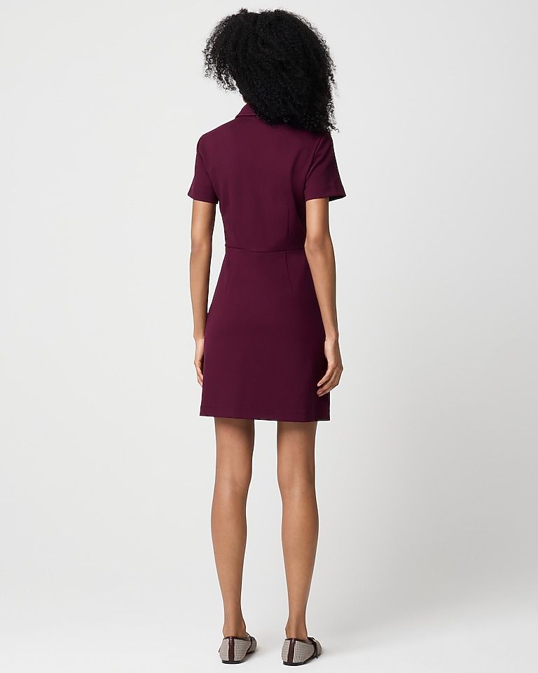 Burgundy Woven Short-Sleeve Polo Dress with Plaid Flats Burgundy Woven Short-Sleeve Polo Dress with Plaid Flats — Polo Dress 2027