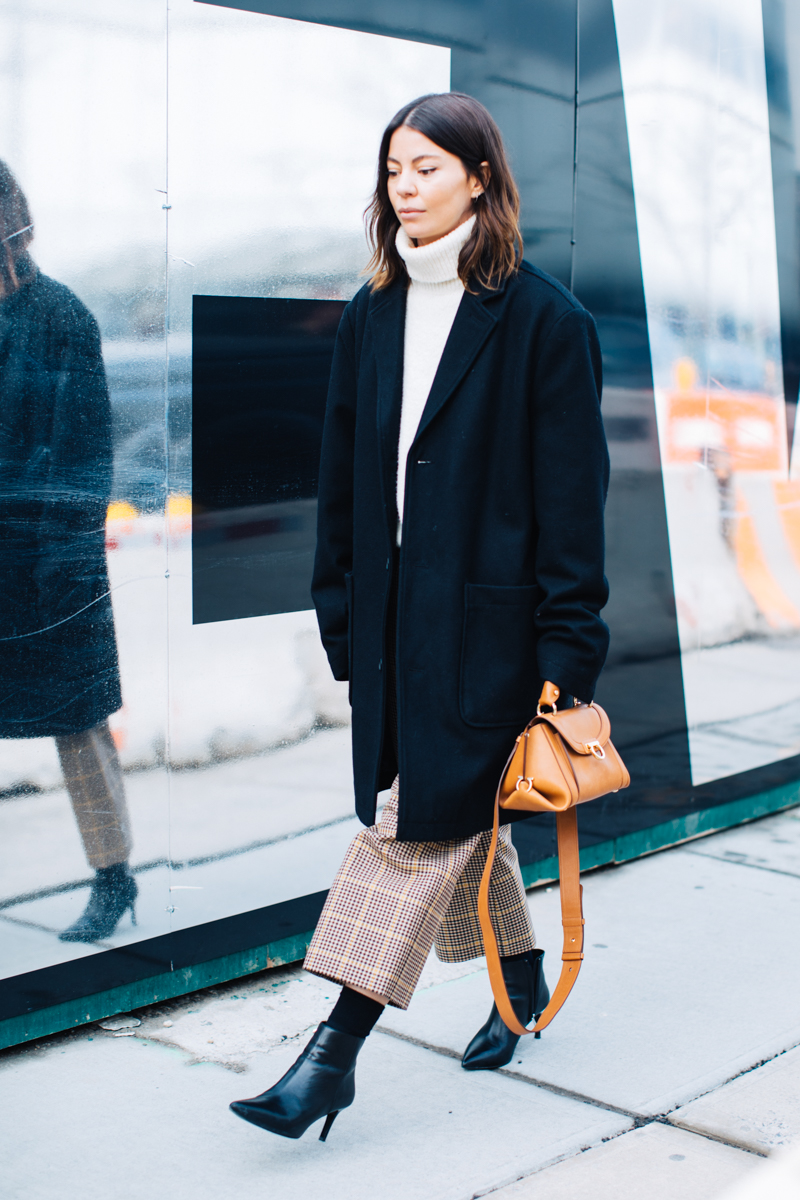 Plaid Trousers Paired with an Oversized Black Coat Plaid Trousers Paired with an Oversized Black Coat — Winter Office Outfits 2027