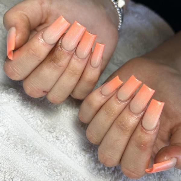 Glossy With Subtle Shimmer Visual Idea — Coral Coffin Nails 2027