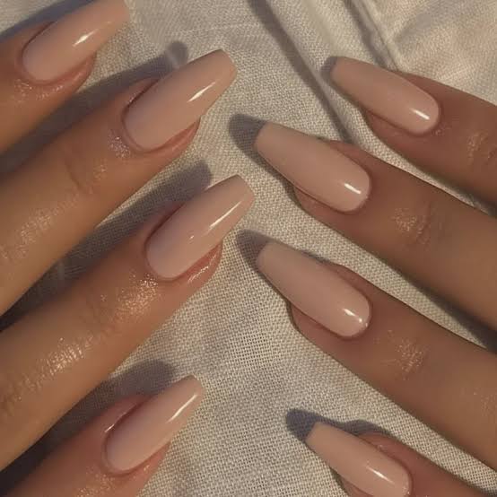 Sheer Milky Pink Glossy Coffin Nails — Long Coffin Nails 2027