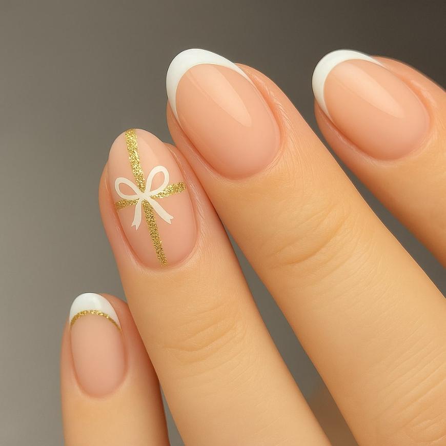 Gift Wrap Bow French Tips Gift Wrap Bow French Tips — Small Bow Nails 2027