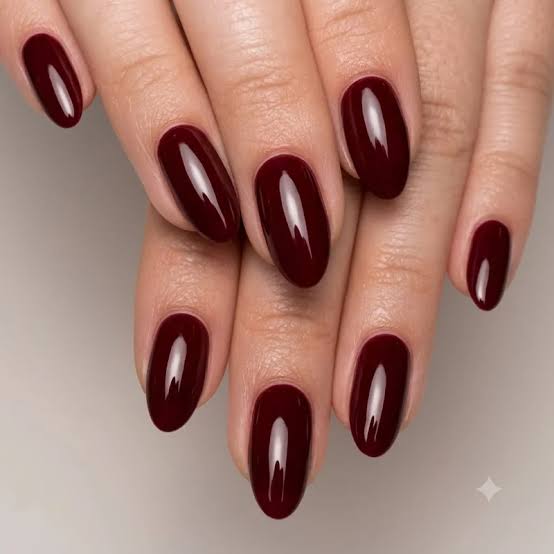 Deep Burgundy Glossy Oval Nails Deep Burgundy Glossy Oval Nails — Long Nails 2027