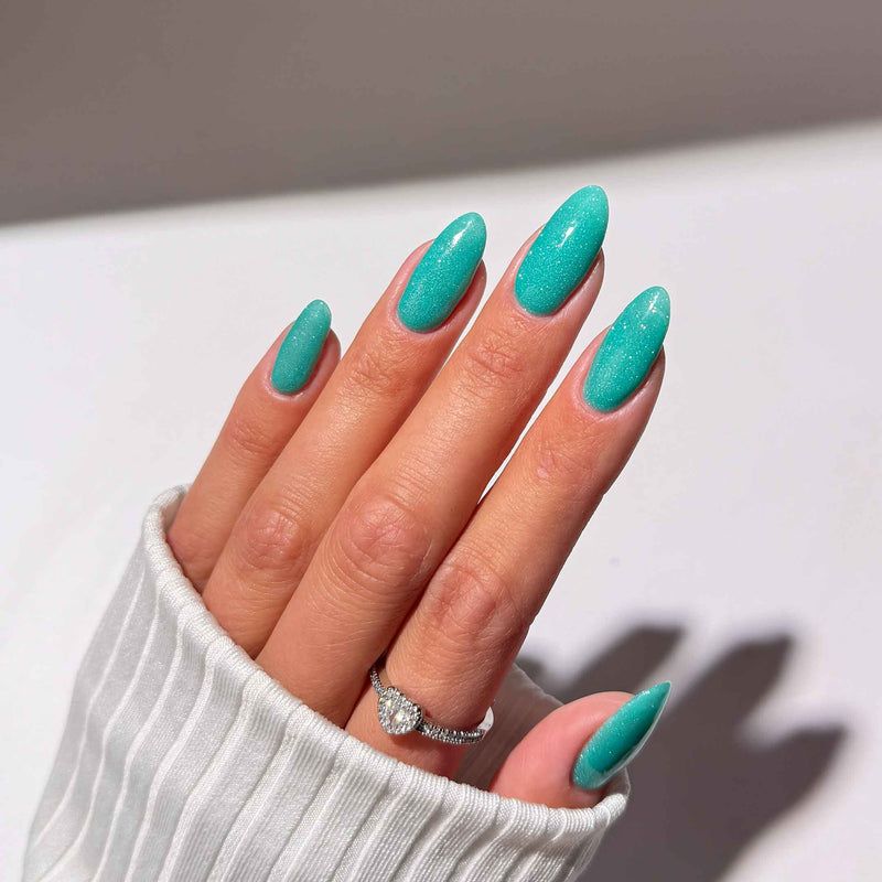 Glossy With Fine Glitter Visual Idea — Teal Nails 2027