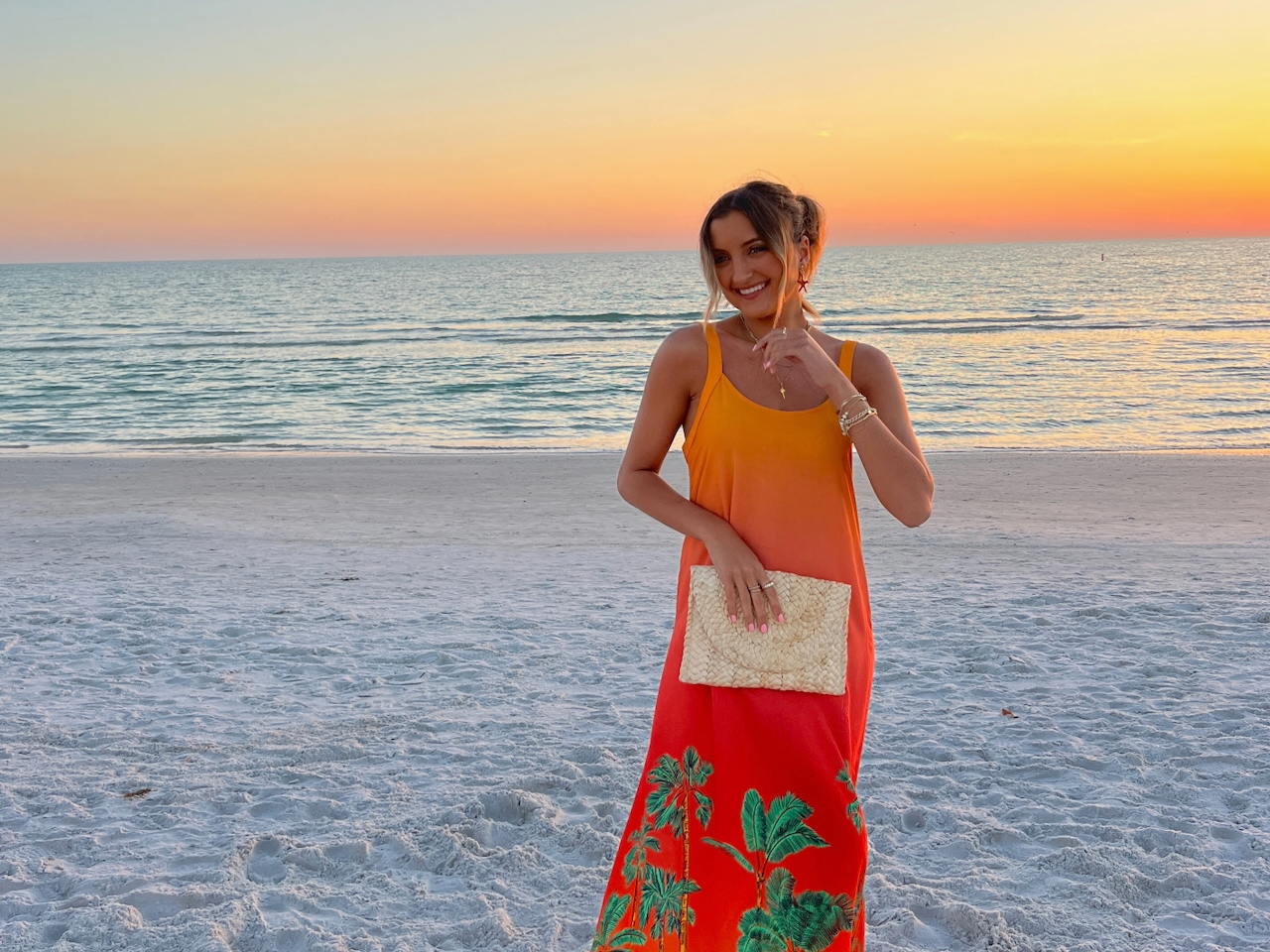 Ombre Maxi Dress with Tropical Print Hem — Spring Break Beach Outfits 2027