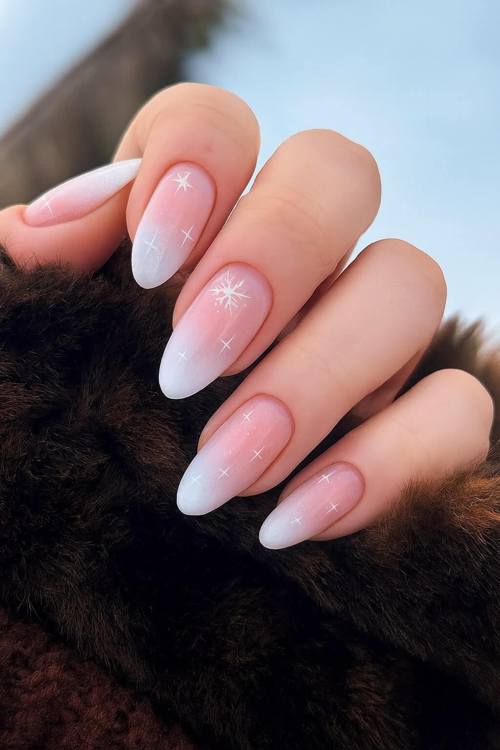 Pink White Gradient Snowflake Cross Pink White Gradient Snowflake Cross — Snowflake Nails 2027