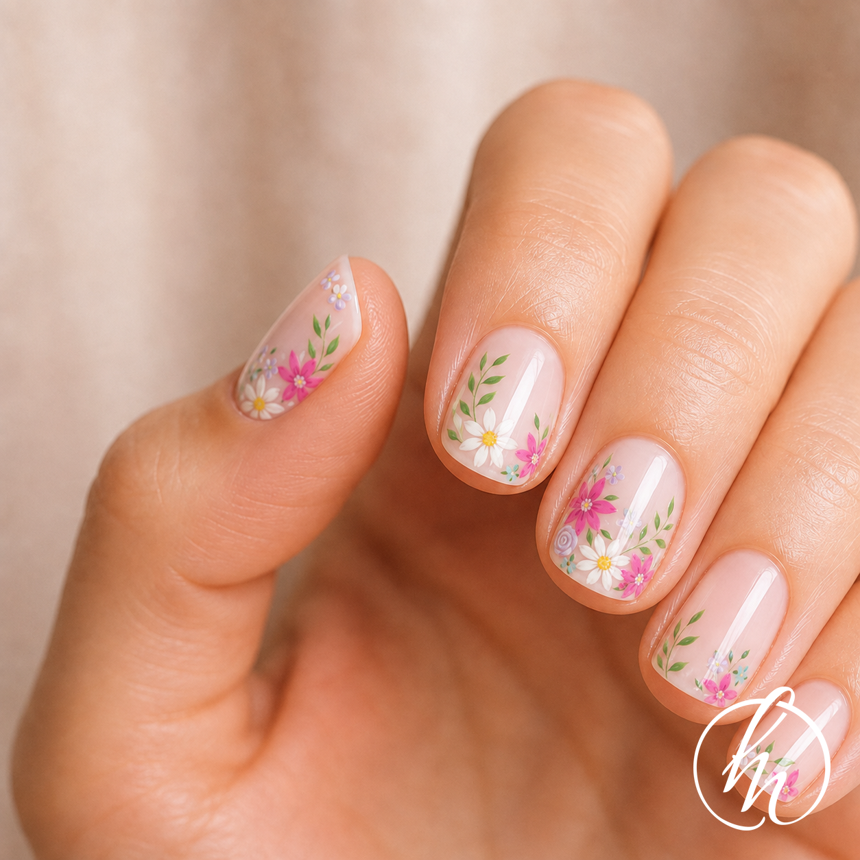 Delicate Pink Scattered Flower Nails Delicate Pink Scattered Flower Nails — Wildflower Flower Nails 2027