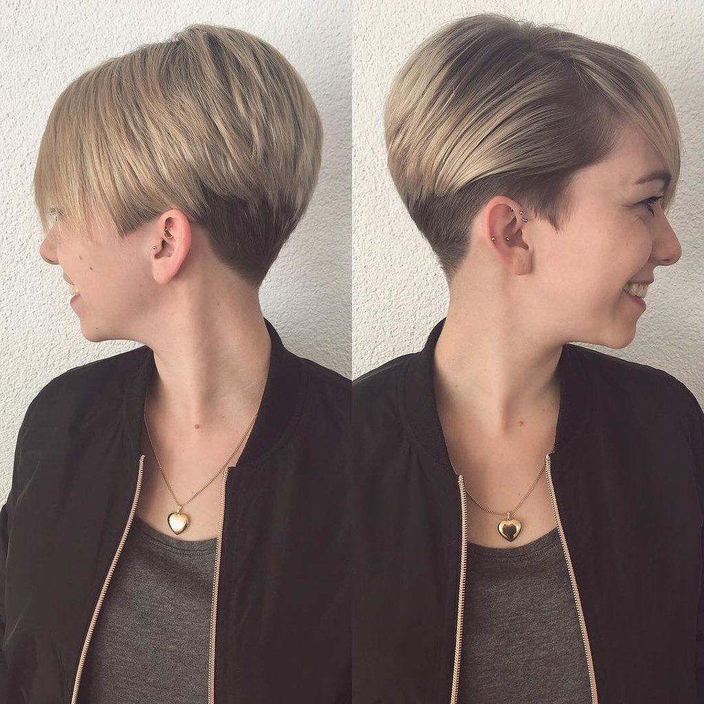Blonde Graduated Pixie With Undercut Blonde Graduated Pixie With Undercut — Side Swept Pixie 2027
