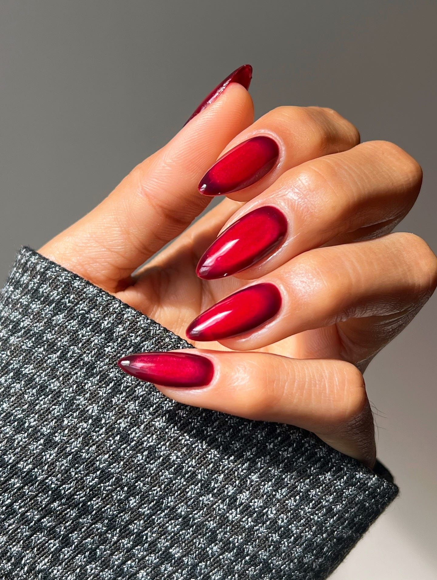 Deep Red Ombre Medium Stilettos Deep Red Ombre Medium Stilettos — Cherry Red Nails 2027