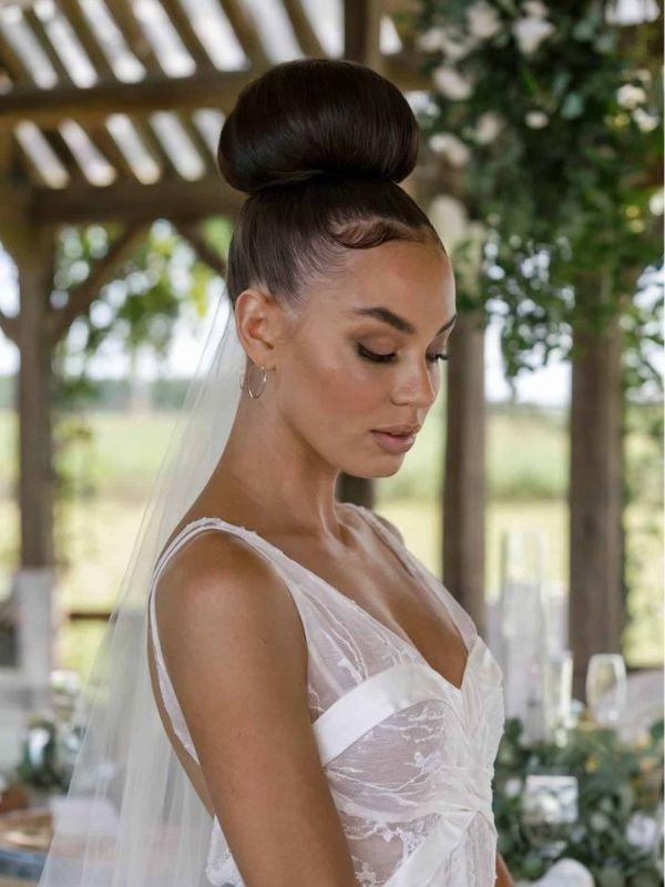 Sleek High Bun With Veil — Wedding Updos 2027
