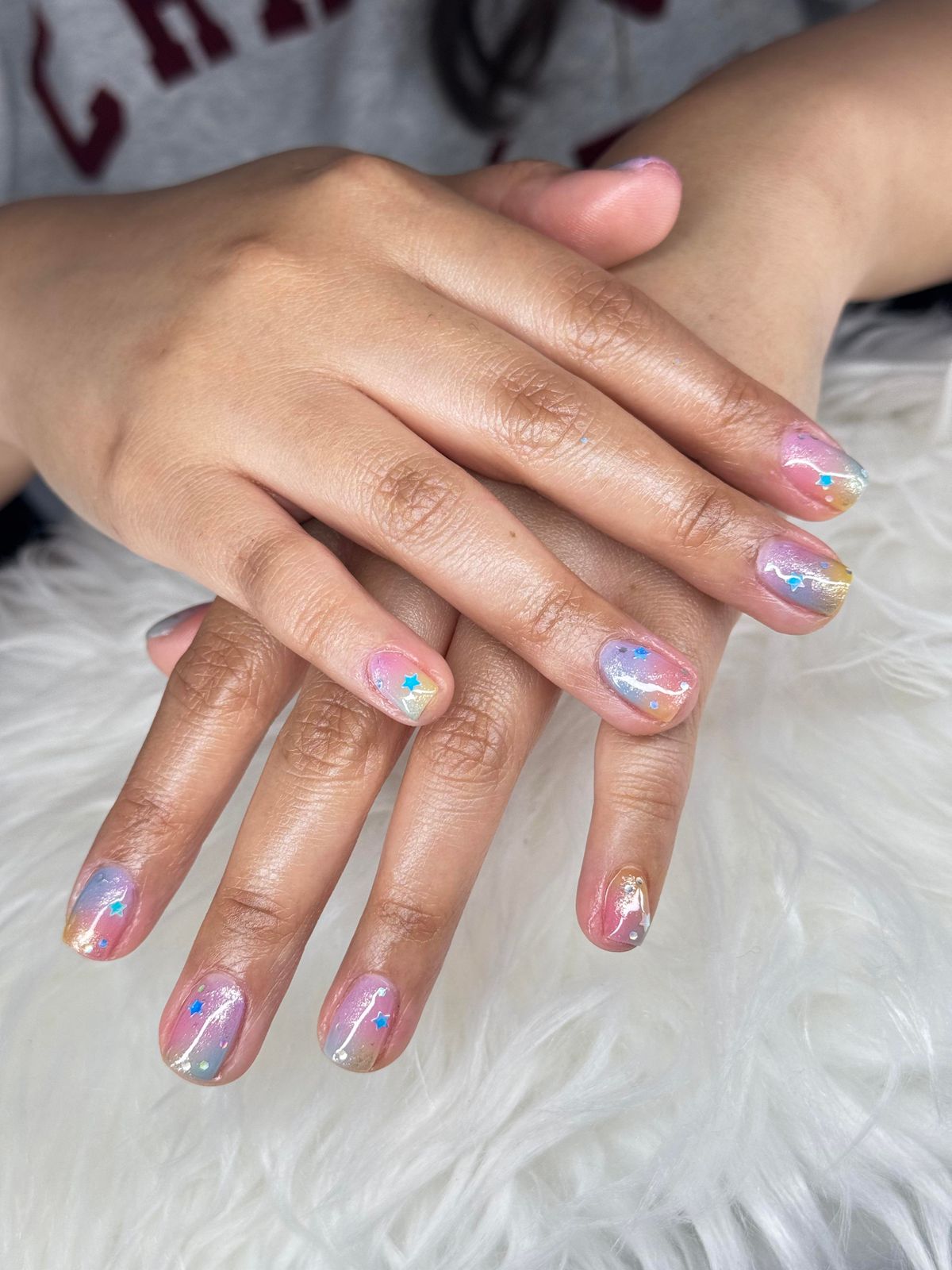 Short Square Pastel Wash Star Glitter Short Square Pastel Wash Star Glitter — Polygel Nails 2027