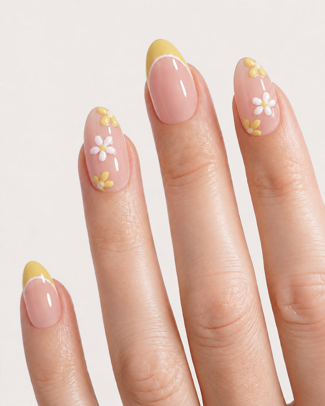 Sheer Pink French Tips with Daisies Sheer Pink French Tips with Daisies — Daisy Flower Nails 2027