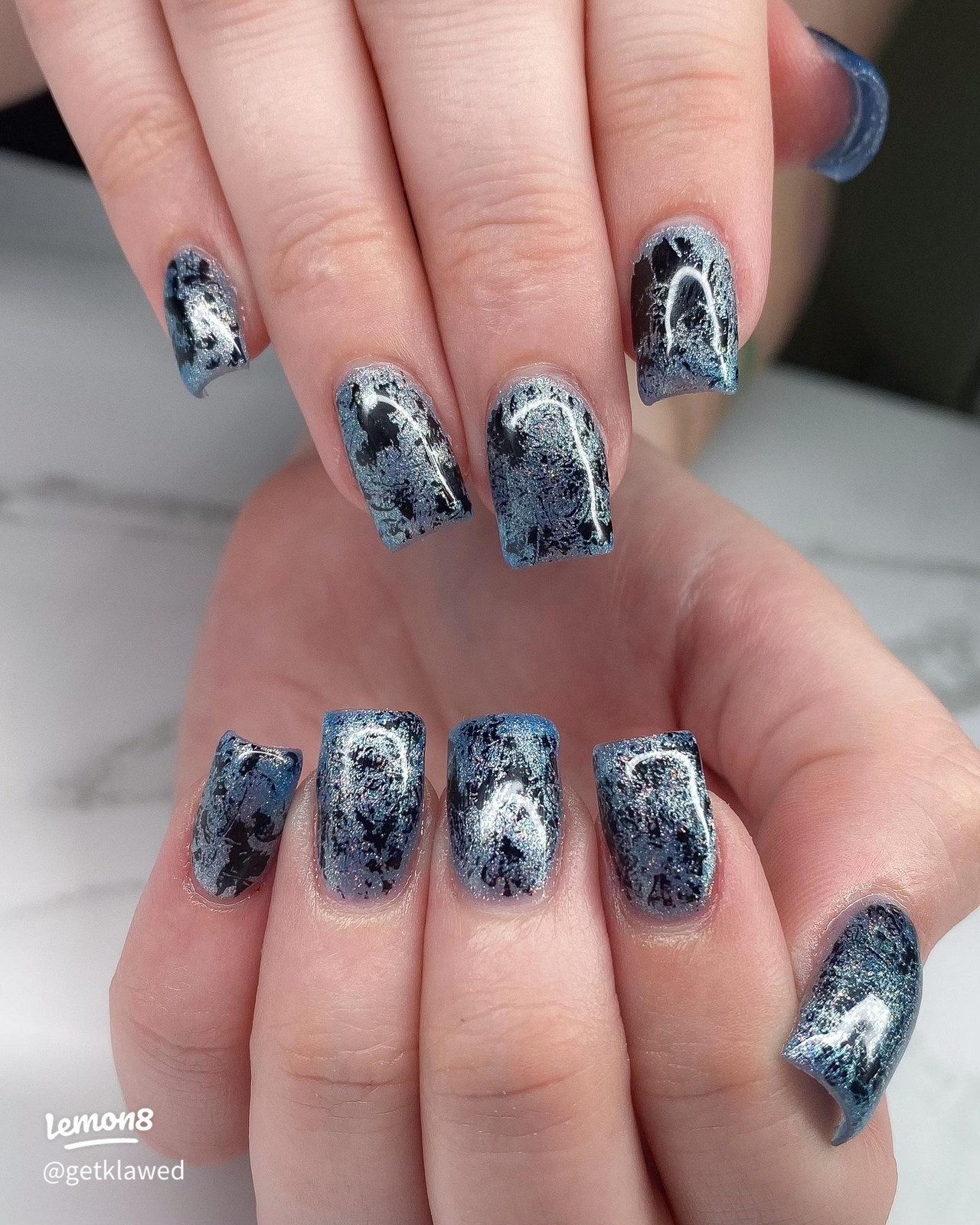 Dark Blue Speckled Foil Dark Blue Speckled Foil — Holographic Foil Nails 2027