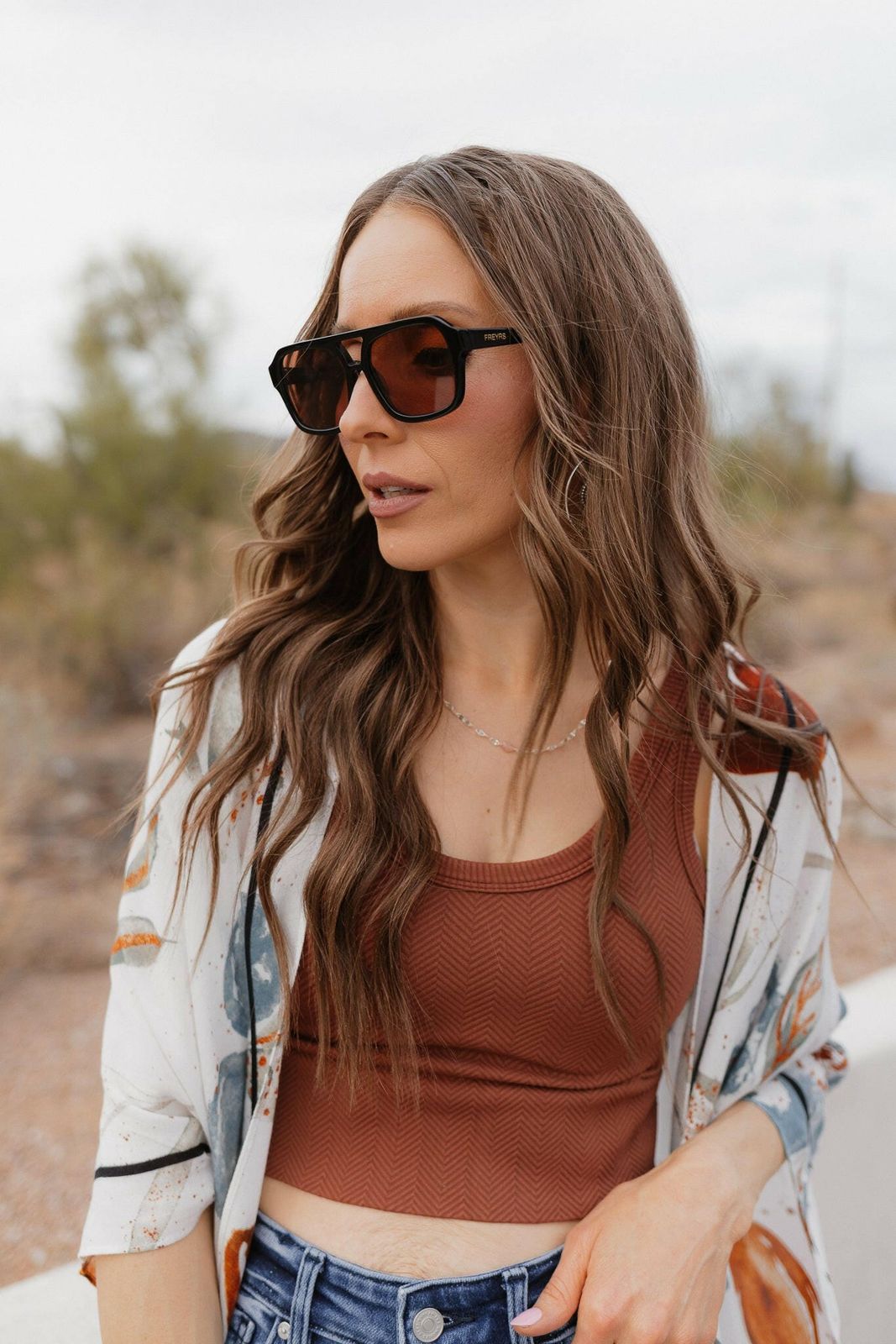 Black Acetate Aviators with Denim and Hoop Earrings — Aviator Sunglasses for Women 2027