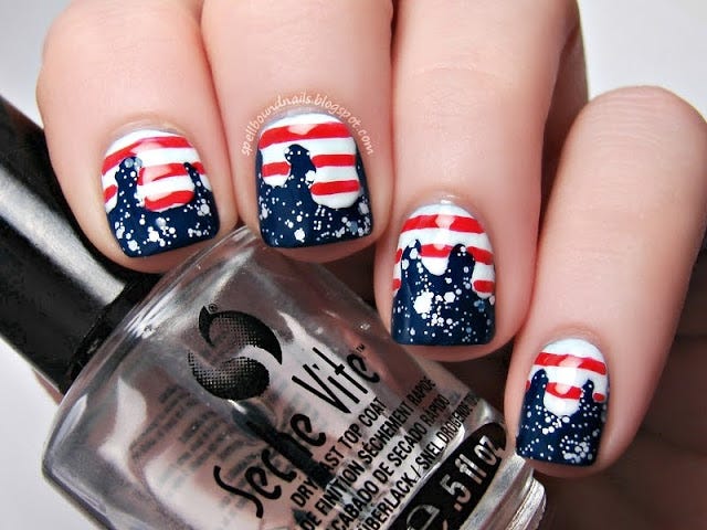 Short Rounded Square Dripping Flag Short Rounded Square Dripping Flag — Memorial Day Nails 2027