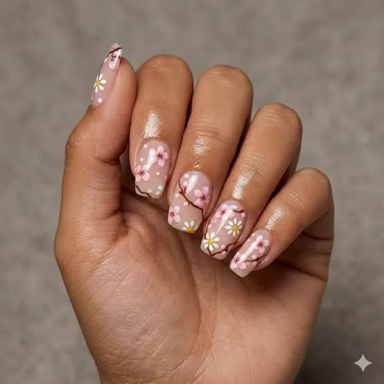 Flower Motifs On All Nails Visual Idea Flower Motifs On All Nails Visual Idea — Flower Nails 2027