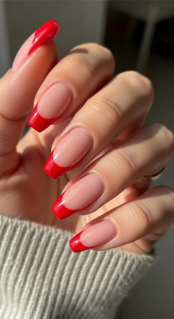 One Hand Visual Idea — Red French Tip Nails 2027