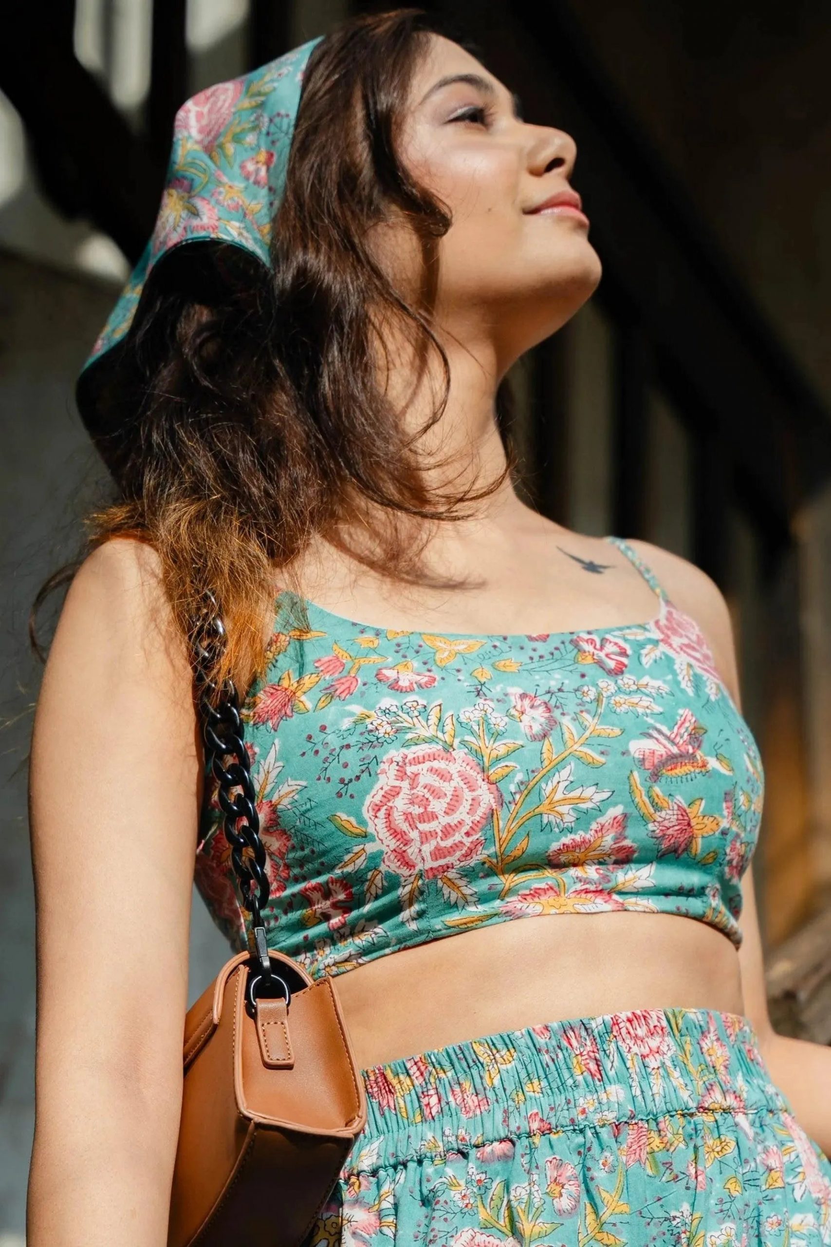 Summer Set: Floral Bandana Headscarf with Matching Crop Top Summer Set: Floral Bandana Headscarf with Matching Crop Top — Bandana Outfits 2027