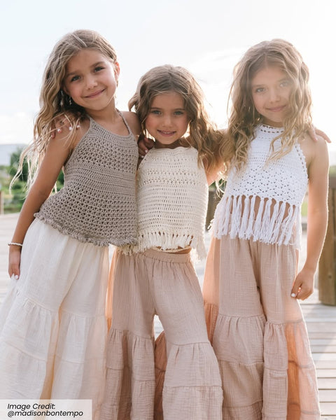 Bohemian Crochet Halter Tops with Gauze Pants Bohemian Crochet Halter Tops with Gauze Pants — Cute Outfits 2027 for Tweens