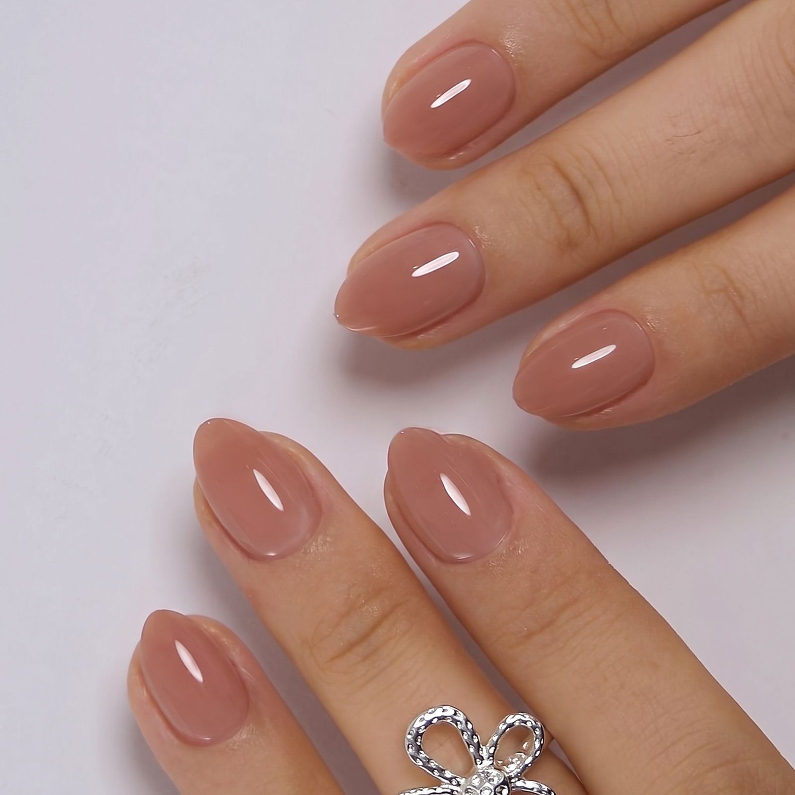 Warm Sheer Nude Medium Almonds — Almond Nails 2027 for Chubby Fingers