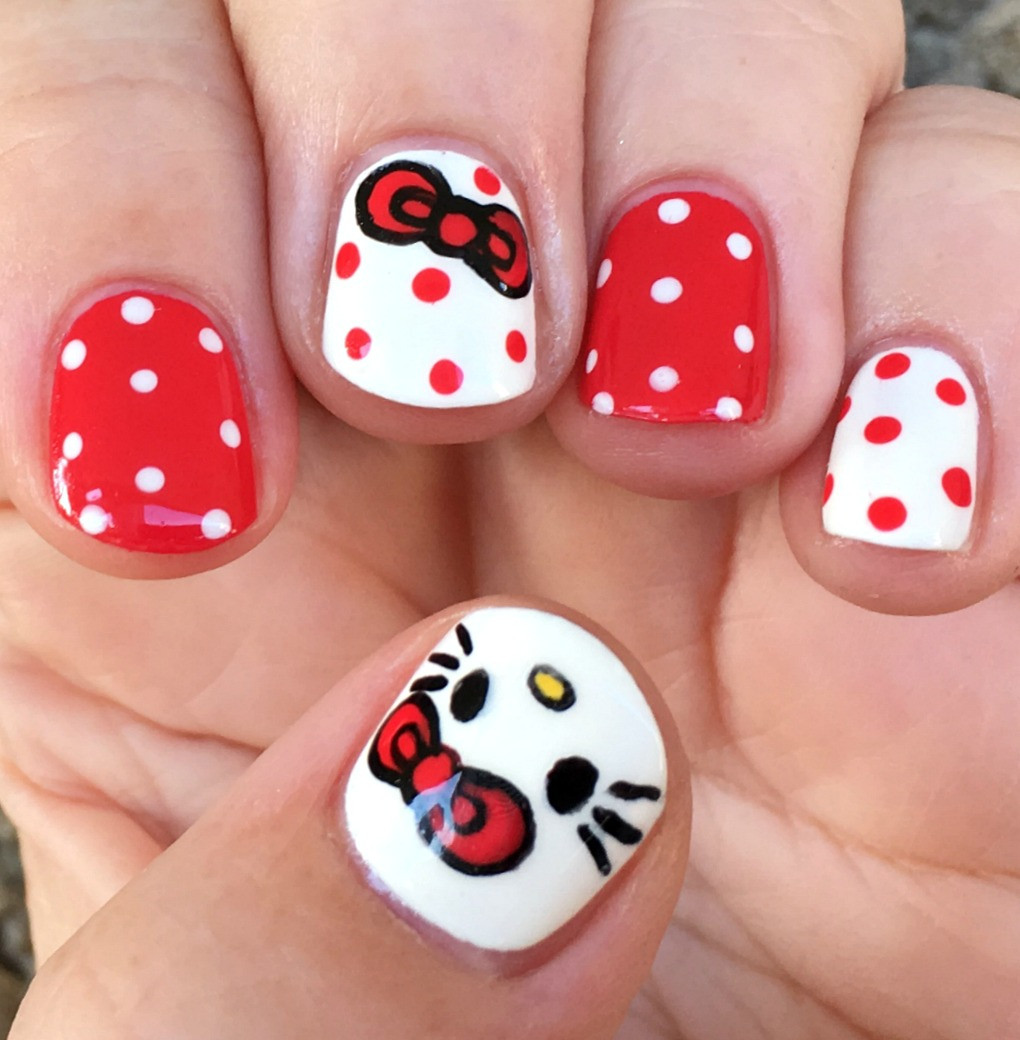 White Red Black Visual Idea — Red Hello Kitty Nails 2027