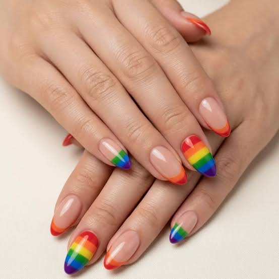 Nude Rainbow Gradient Almond Nails Nude Rainbow Gradient Almond Nails — Gel X Nails 2027