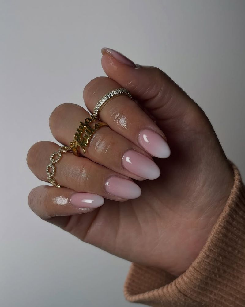 Soft Shimmer Pink to White Ombre Soft Shimmer Pink to White Ombre — French Ombre Nails 2027