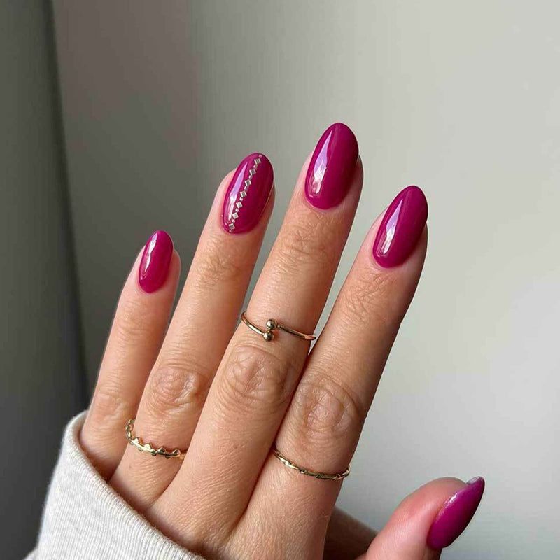 Deep Magenta Shimmer with Rhinestones Deep Magenta Shimmer with Rhinestones — Magenta Nails 2027