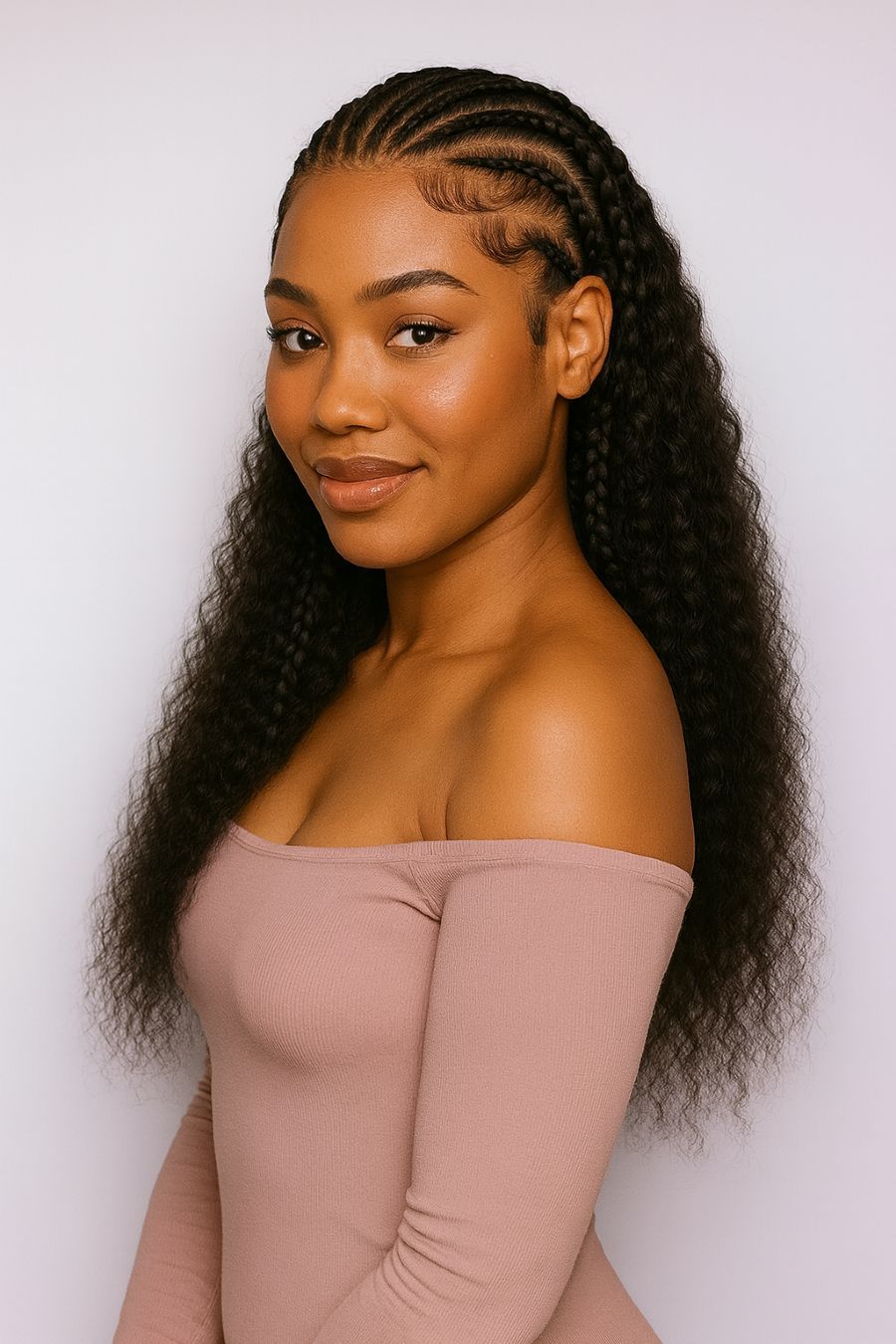Middle Part Cornrows with Curly Extensions Middle Part Cornrows with Curly Extensions — Cornrows 2027 with Curls