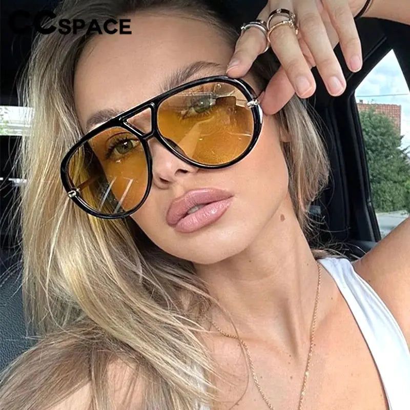 Statement Yellow Lenses with a White Tank and Gold Jewelry — Aviator Sunglasses for Women 2027