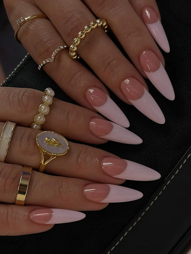 French Tips On All Nails Visual Idea French Tips On All Nails Visual Idea — Long Almond Pink Nails Ideas 2027