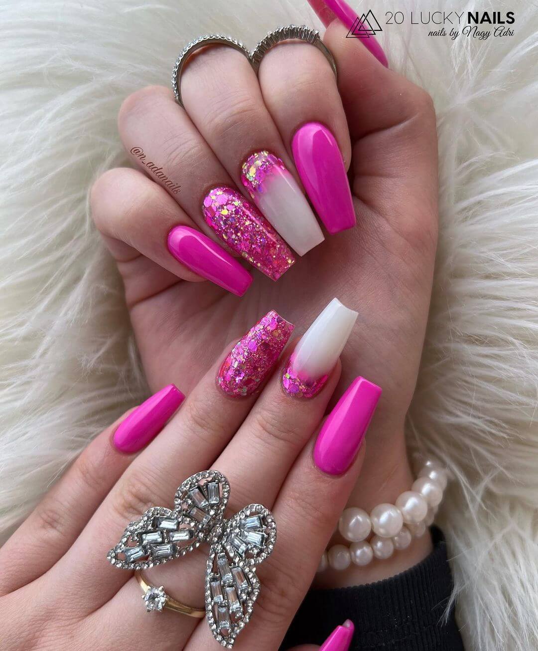 Hot Pink Chunky Glitter Fade — Sparkly Prom Nails 2027
