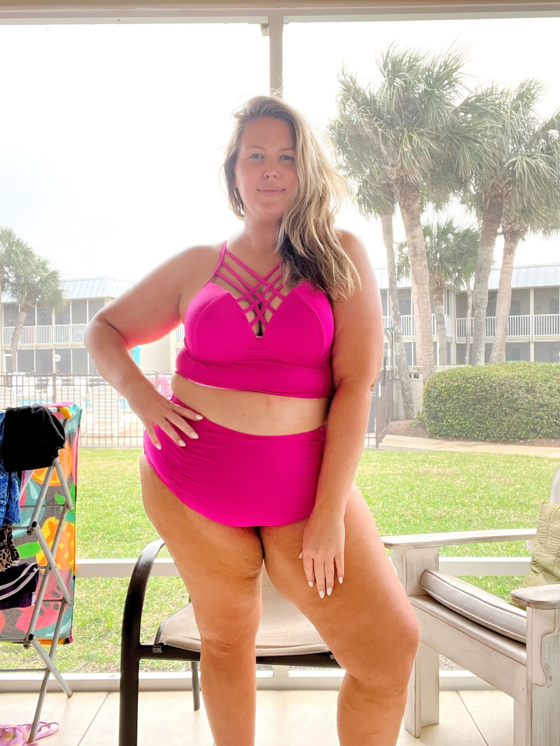 Hot Pink High-Waisted Bikini — Spring Break Beach Outfits 2027