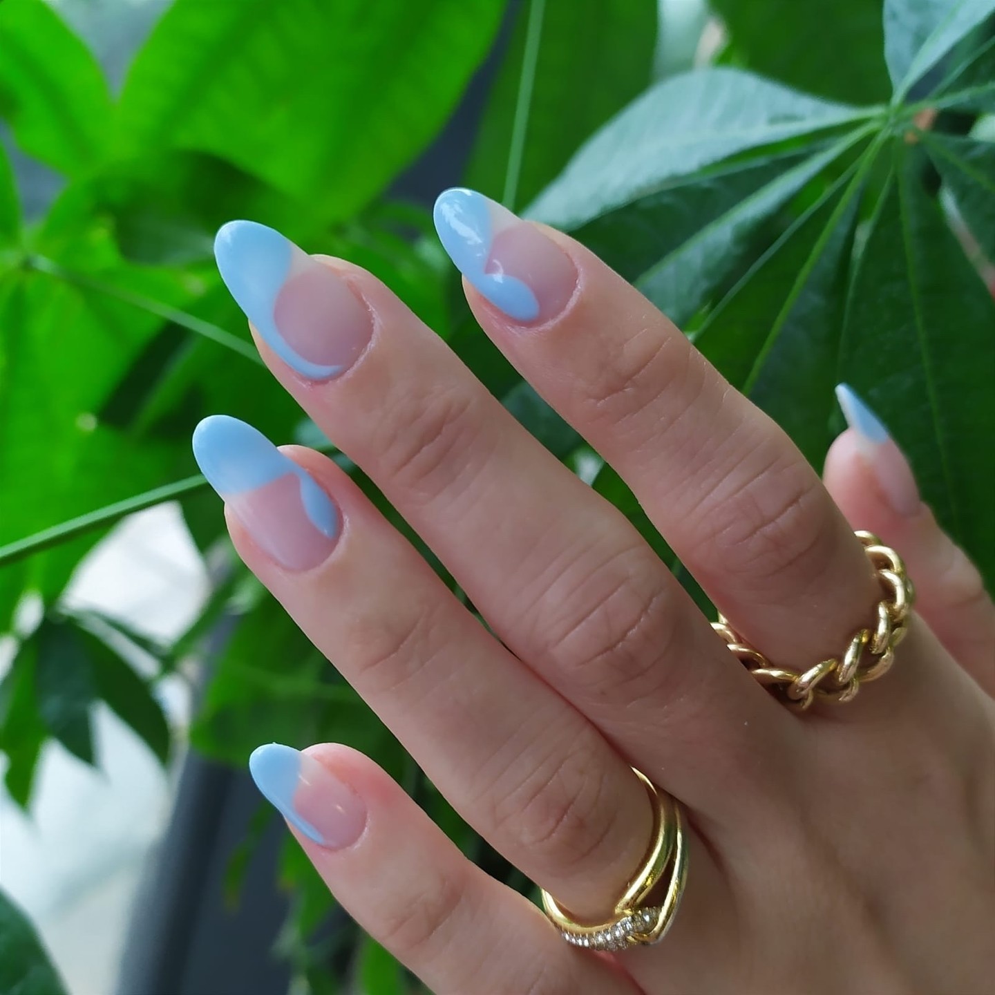 Nude Base with Navy Blue French Tip Nude Base with Navy Blue French Tip — Light Blue Quinceanera Nails 2027