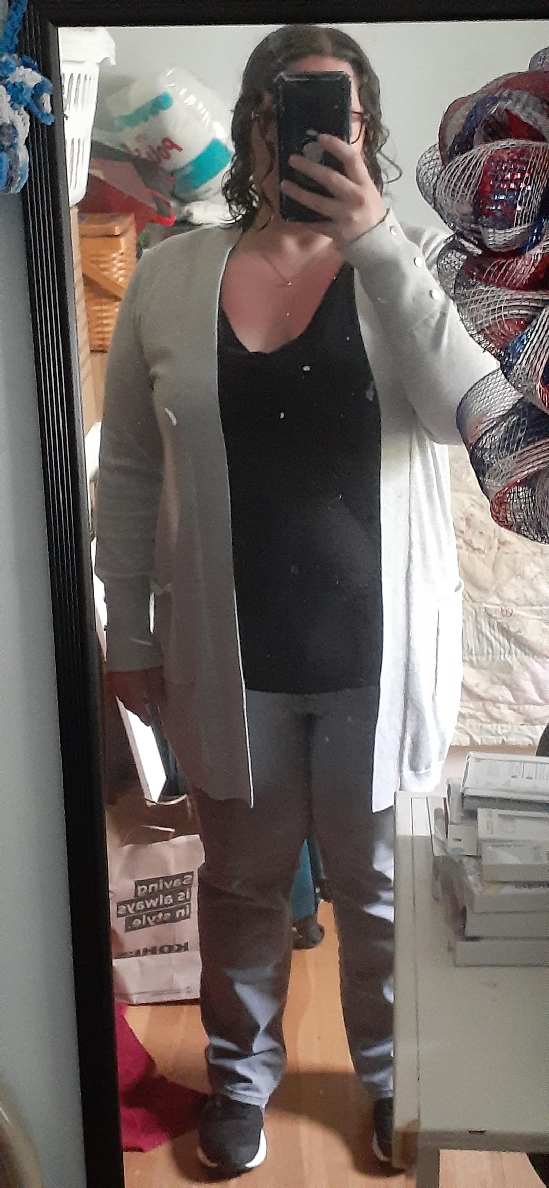 Grey Cardigan and Trousers for a Comfortable and Chic Look — First Day of Work Outfits 2027