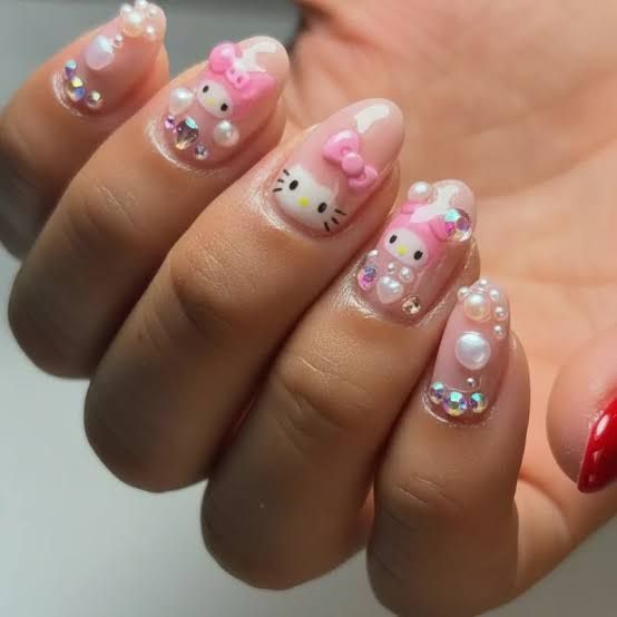 Hello Kitty Charms with Pearls and Rhinestones Hello Kitty Charms with Pearls and Rhinestones — Hello Kitty Nails 2027 for Kids