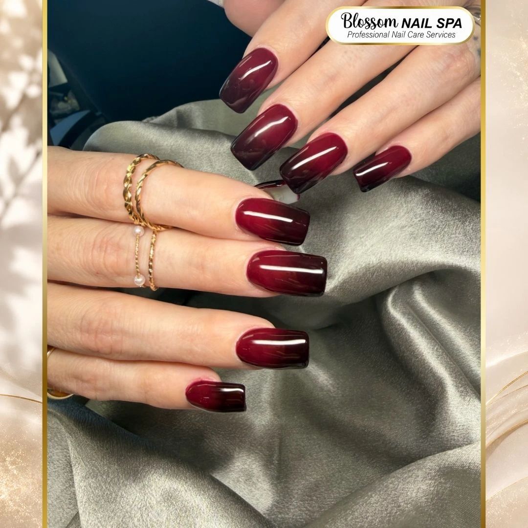 Deep Red to Black Ombre Square Deep Red to Black Ombre Square — Realtor Nails 2027